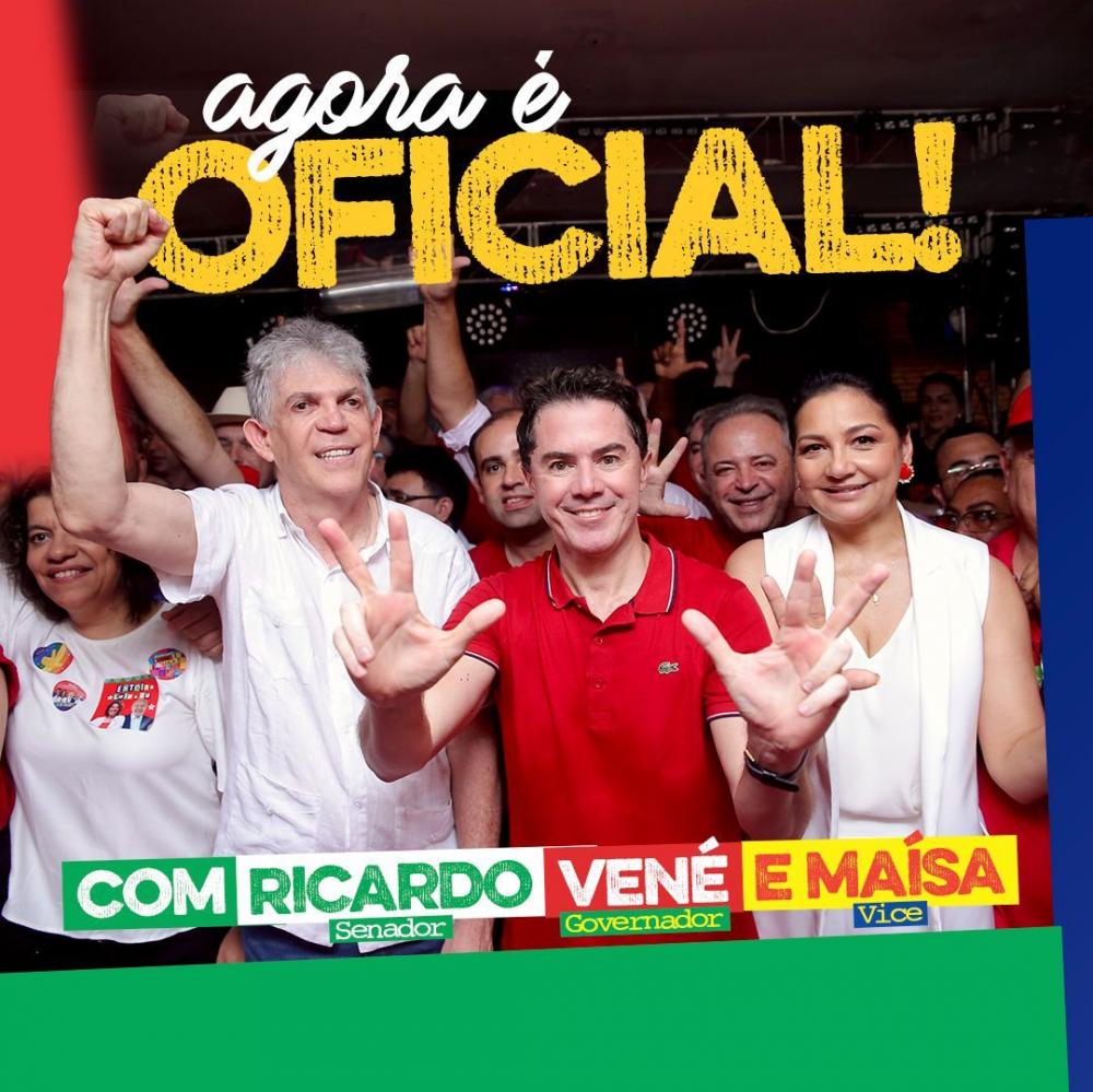 Convenção MDB, PT e partidos aliados homologa Veneziano candidato a governador, Maísa Vice e Ricardo Senador 