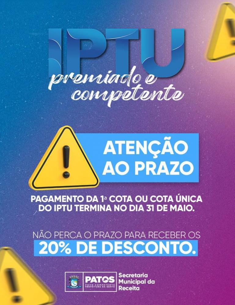 IPTU Premiado: Prazo para pagar IPTU com 20% de desconto termina neste dia 31 de maio*