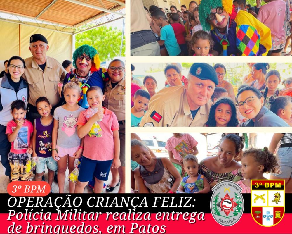 Polícia Militar realiza entrega de brinquedos, em Patos