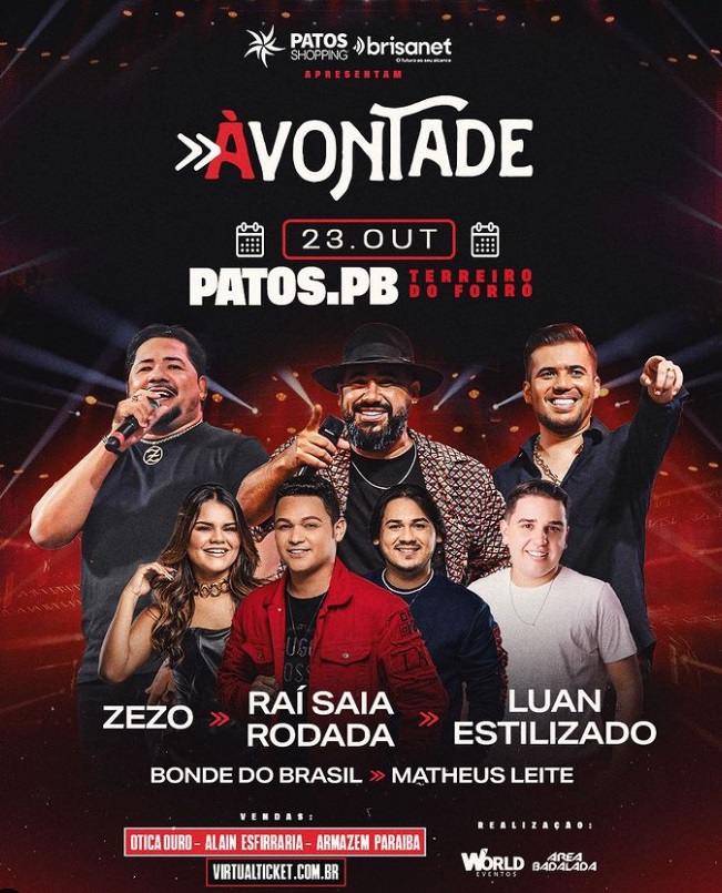 Zezo, Raí Saia Rodada e Luan Estilizado fazem show nesta segunda, em Patos