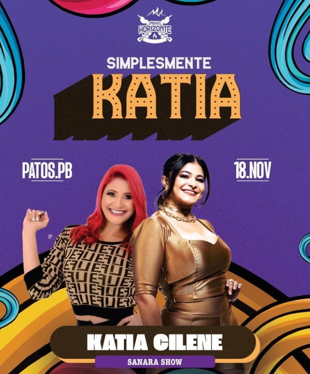 Kátia Cilene fará show neste sábado na Churrascaria Novo Horizonte, em Patos