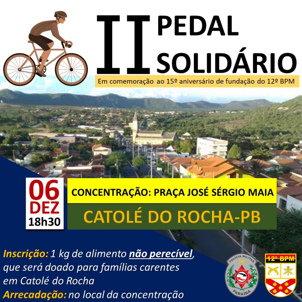 II Pedal Solidário em comemoração dos 15 anos de fundação do 12º BPM será realizado em Catolé do Rocha