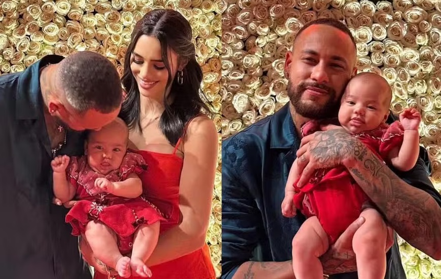 Neymar abre álbum de Natal com a filha, Mavie, e semelhança impressiona: 