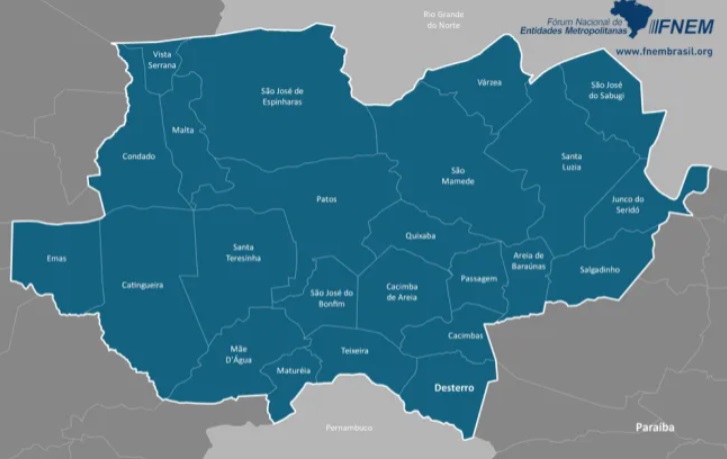 Região Metropolitana de Patos completa doze anos de criação nesta quarta-feira