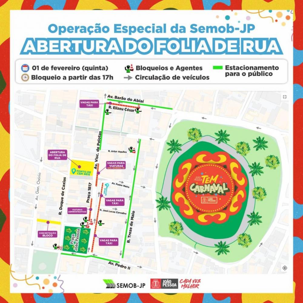 Saiba como fica o trânsito e transporte na abertura do Folia de Rua em João Pessoa
