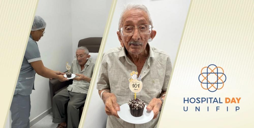 Atendimento exemplar do Hospital Day ao Seu João Emídio de 101 anos durante Cirurgia Vital, em Patos