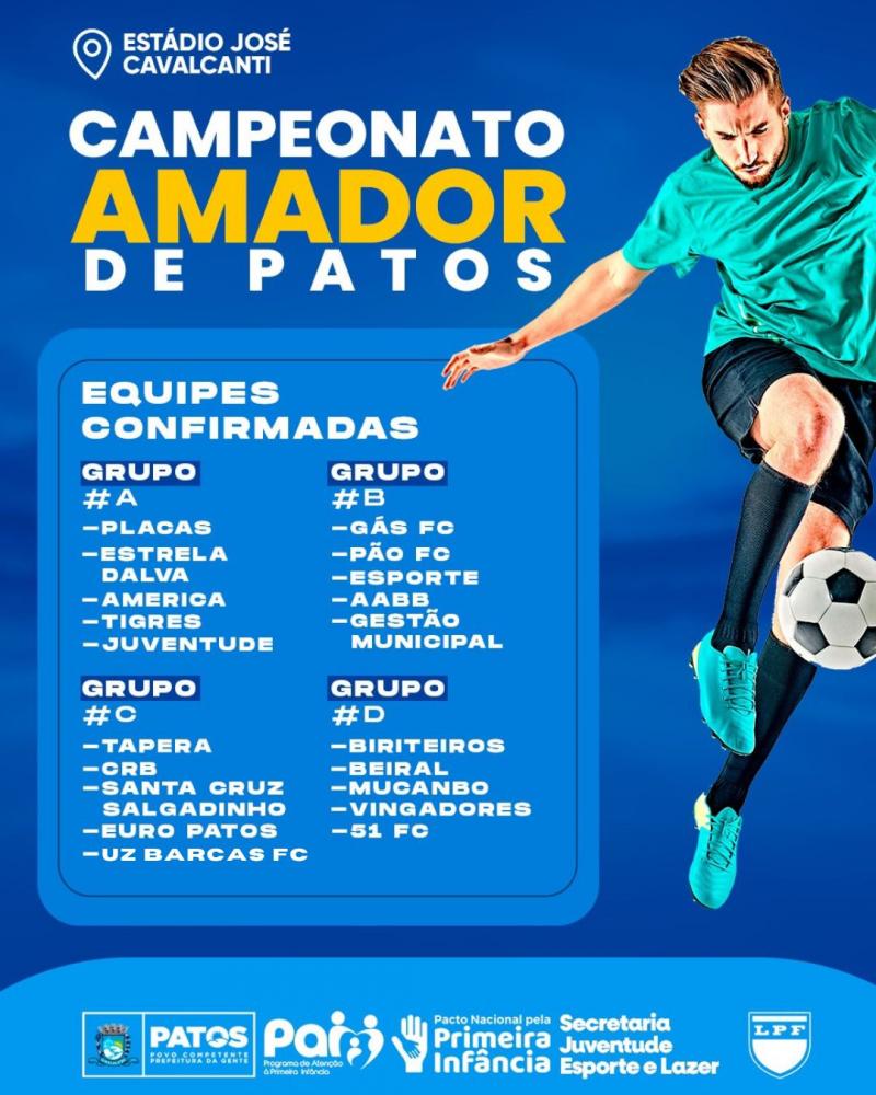 Campeonato Amador de Futebol de Patos inicia nesta terça (14), às 18h, no José Cavalcanti