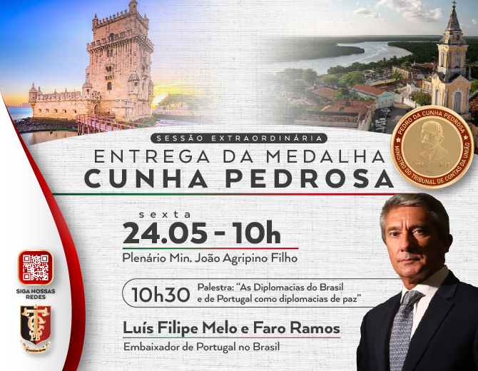 Embaixador de Portugal visitará João Pessoa e irá receber a Medalha Cunha Pedrosa e proferir palestra no TCE-PB