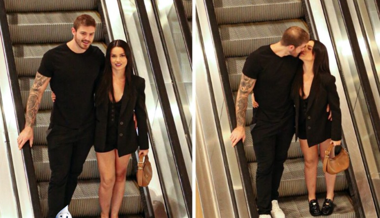 Juliette e namorado trocam muitos beijos em passeio romântico