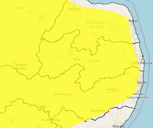 Inmet emite alerta de vendaval para o dia de hoje em toda Paraíba