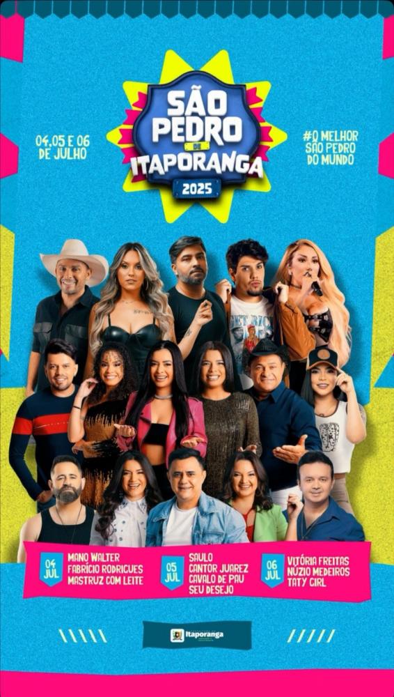Itaporanga anuncia as atrações da festa de São Pedro 2025