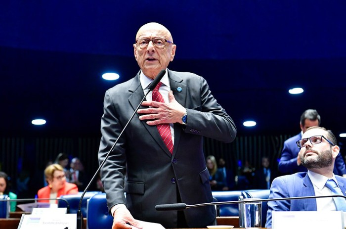 Senador Esperidião Amin elogiou ação do município para obras de seneamento - Foto: Waldemir Barreto/Agência Senado