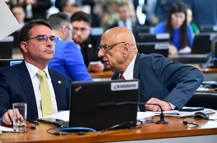 Amin (dir), relator, aceitou emenda de Carlos Viana que estipula o prazo de cinco dias úteis, a partir da citação, para que o réu apresente o pedido de transferência de um julgamento - Foto: Geraldo Magela/Agência Senado
